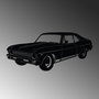 Wallity Chevrolet Nova 1972 Classic Sedan Escultura de pared de metal Negro